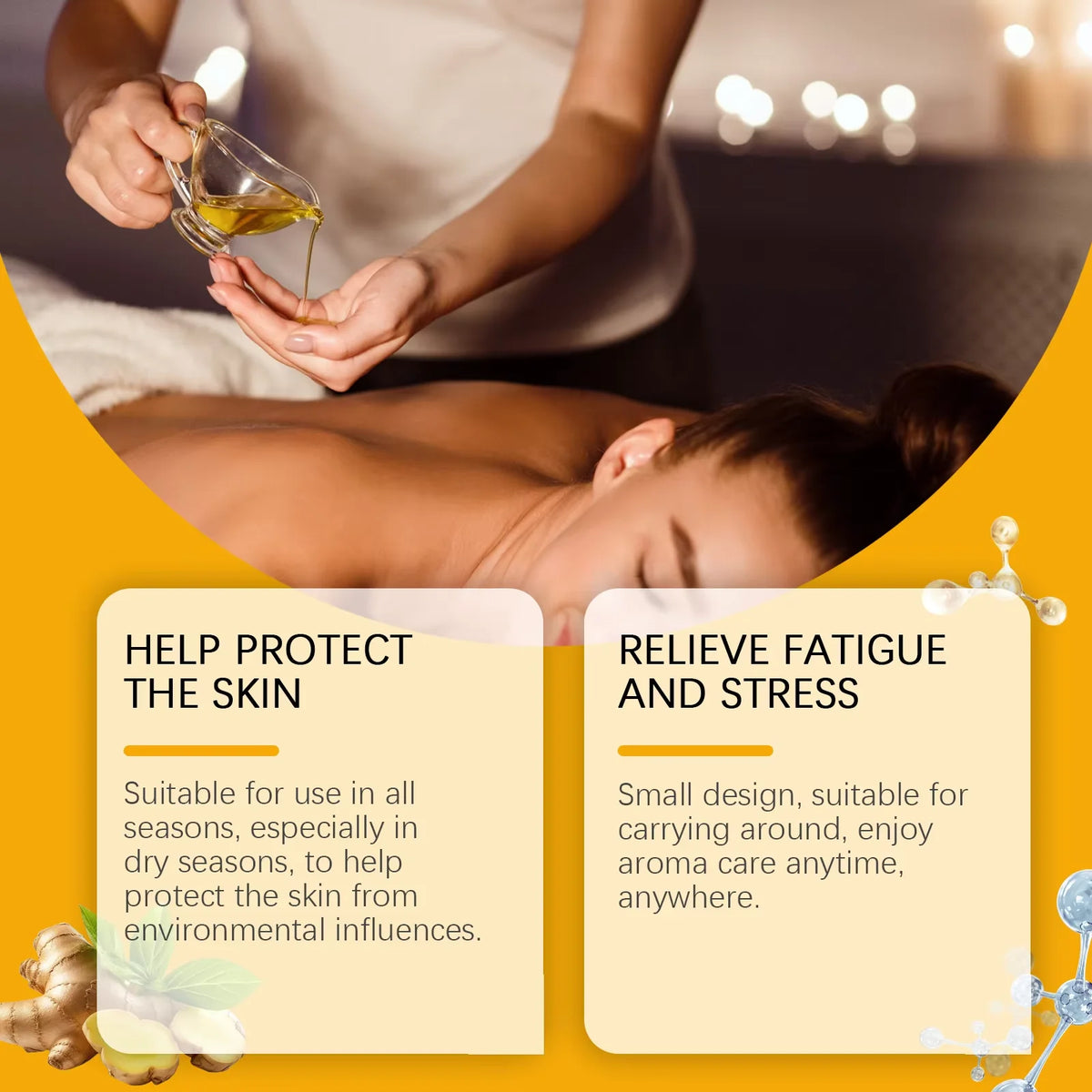 Relaxing at home with ginger massage oil for smooth skin and tension relief