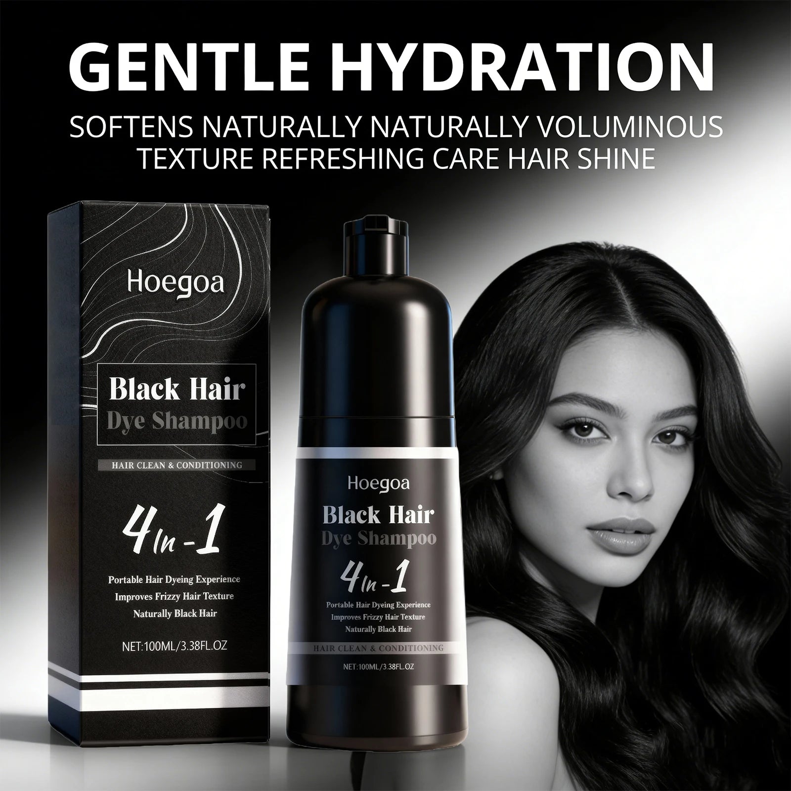Bathroom Hair Care Black Hair Dye Shampoo for Gray Coverage and Shine - 1