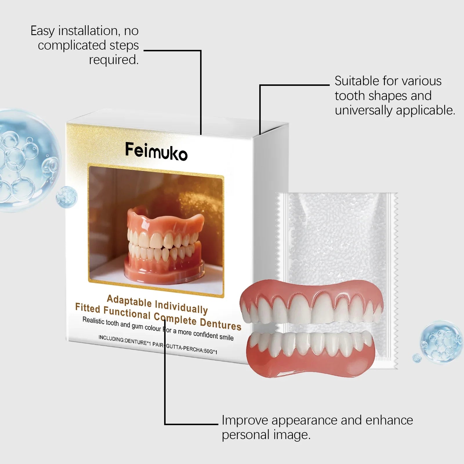 Daily Smile Enhancement Denture Silicone Kit for Easy Fit - 10