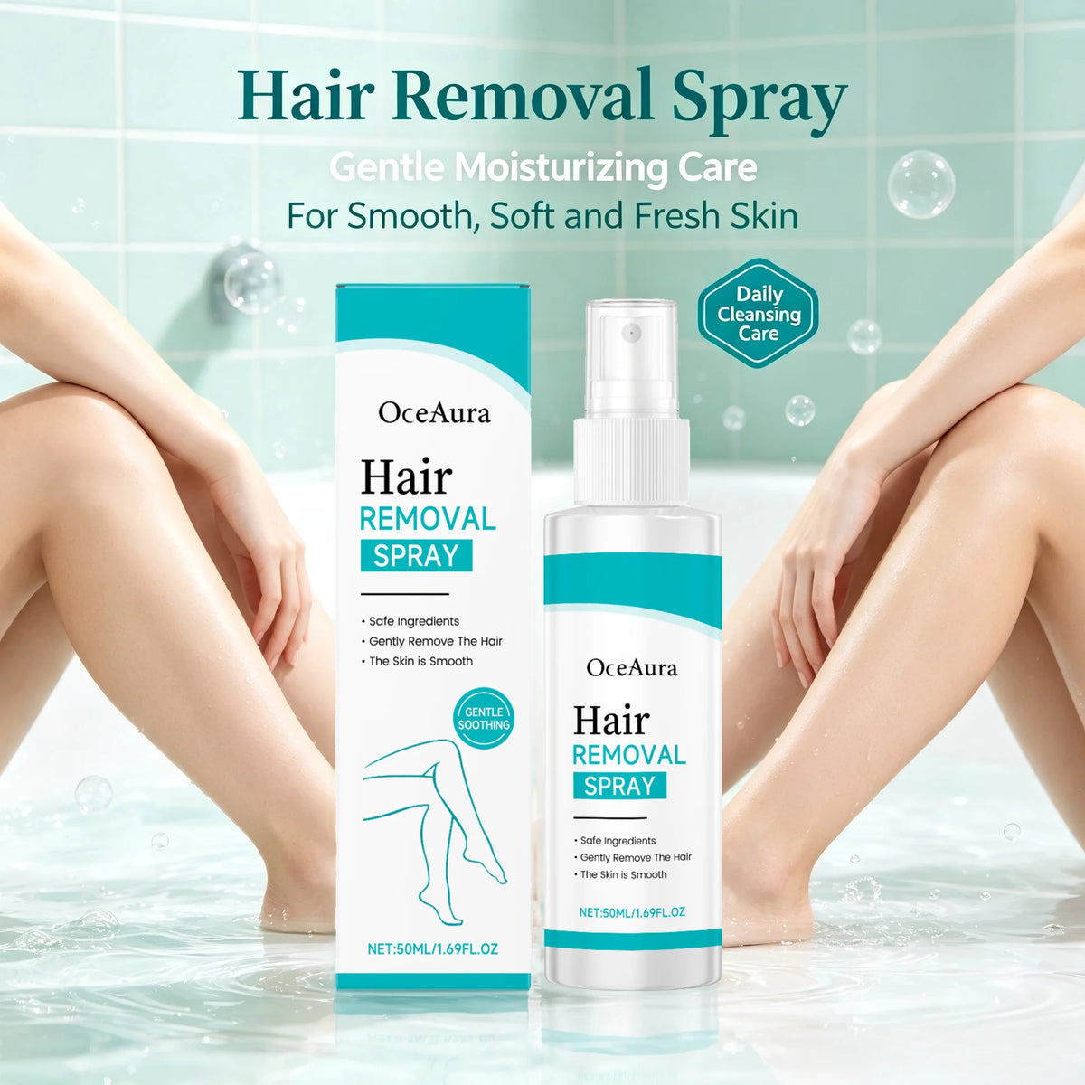 Smooth skin body hair removal spray for arms and legs
