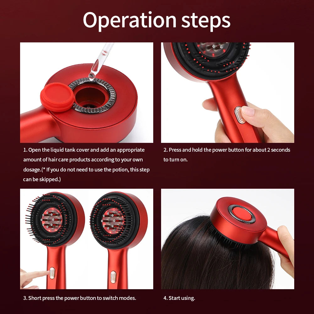 Scalp Care Electric Massage Comb with Red Light and Oil Applicator - 14