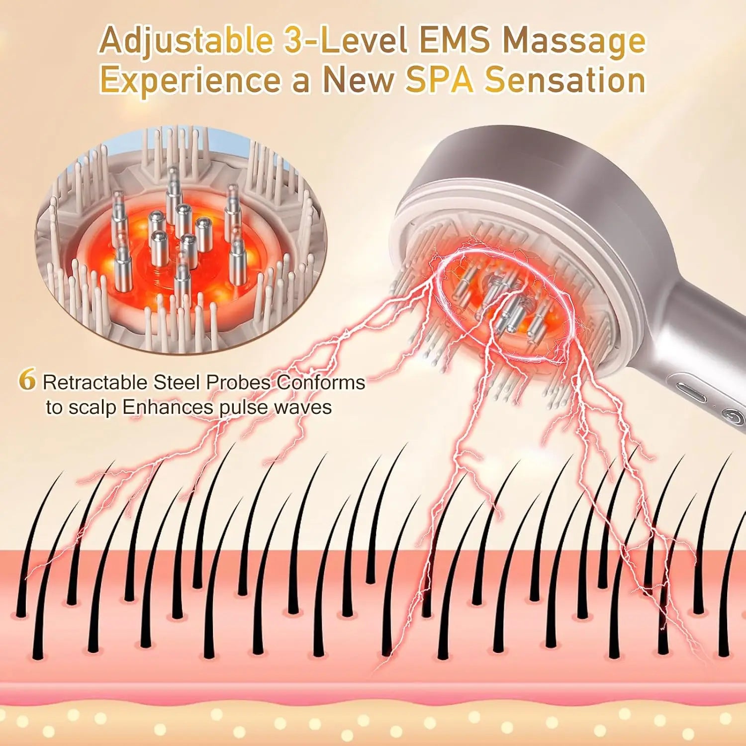 Bathroom Electric Scalp Massager Comb for Hair Growth and Serum - 3