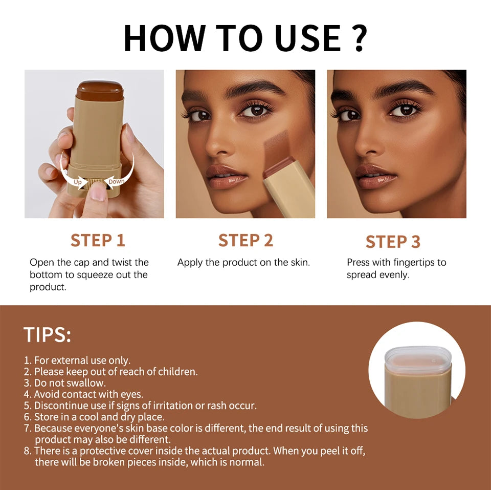 Daily Makeup Skin Tint Stick Serum with Puff for Natural Coverage - 15
