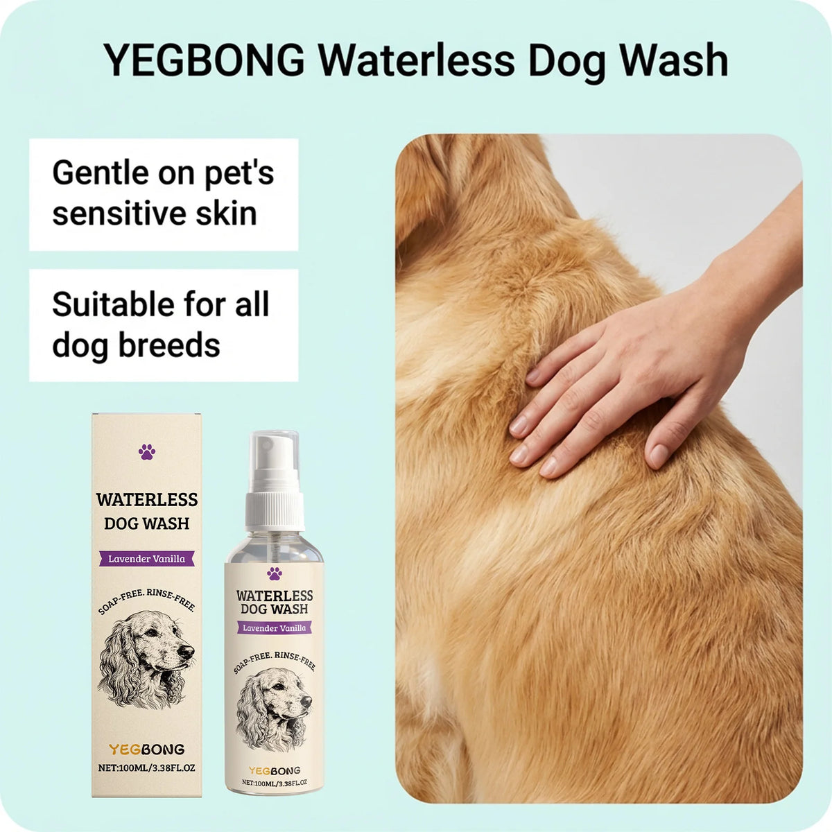 Bath Time Waterless Dog Shampoo Spray for Fresh Coat