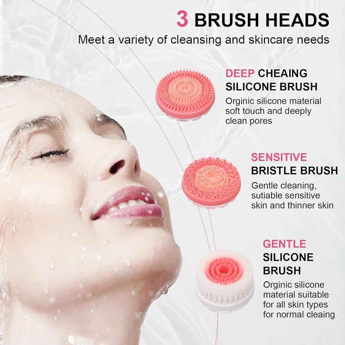 Daily Skincare Spin Facial Brush for Deep Cleansing and Gentle Exfoliating