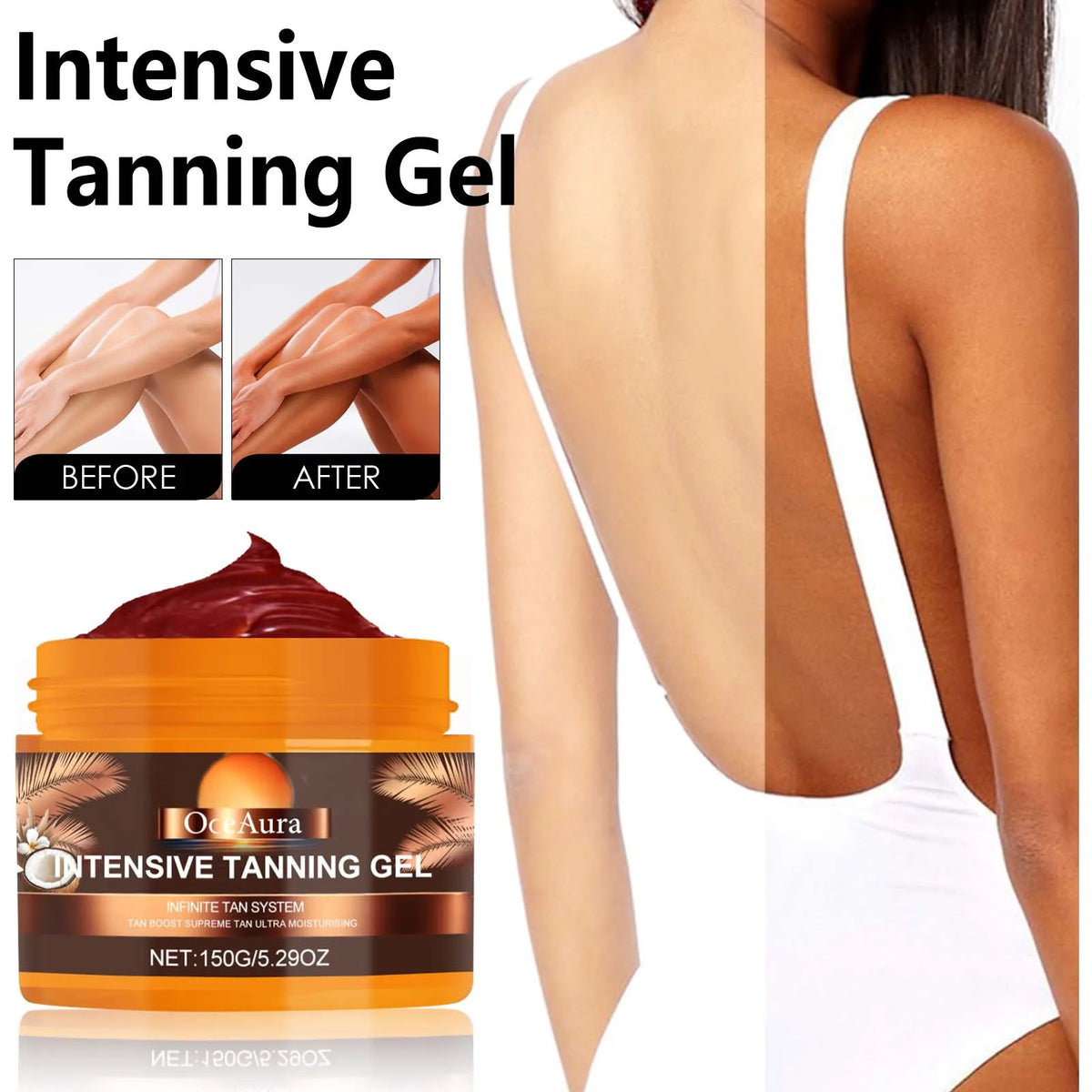 Beach Day Tanning Gel for Fast Dark Skin Melanin Booster and Hydration