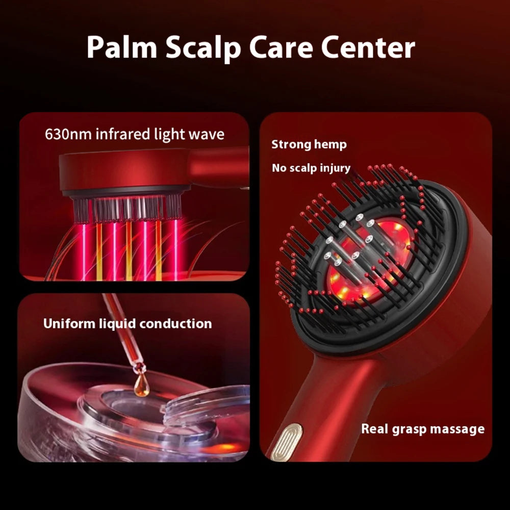 Scalp Care Electric Massage Comb with Red Light and Oil Applicator