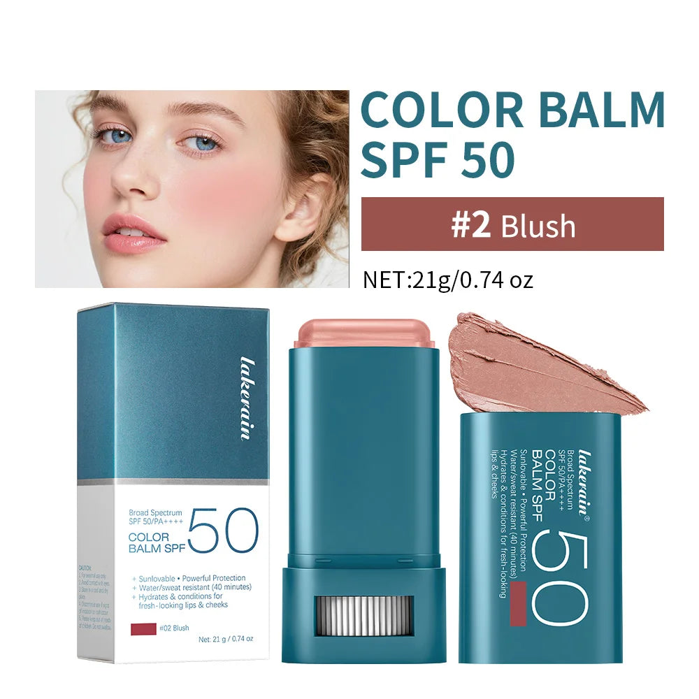 Outdoor Makeup SPF 50 Blush Balm Stick for Sun Protection and Color