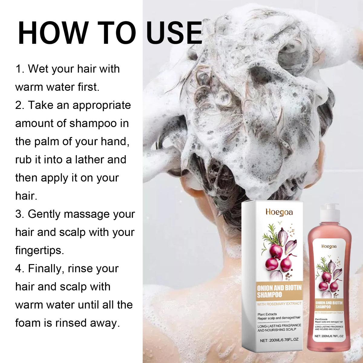 Scalp Care Onion and Biotin Shampoo for Damaged Hair Repair