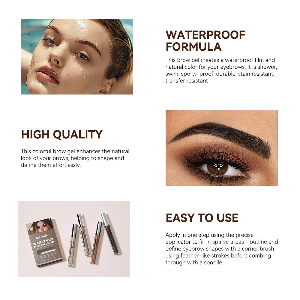 Daily Makeup Routine Waterproof Eyebrow Gel Set for Natural Long-Lasting Wear - 3
