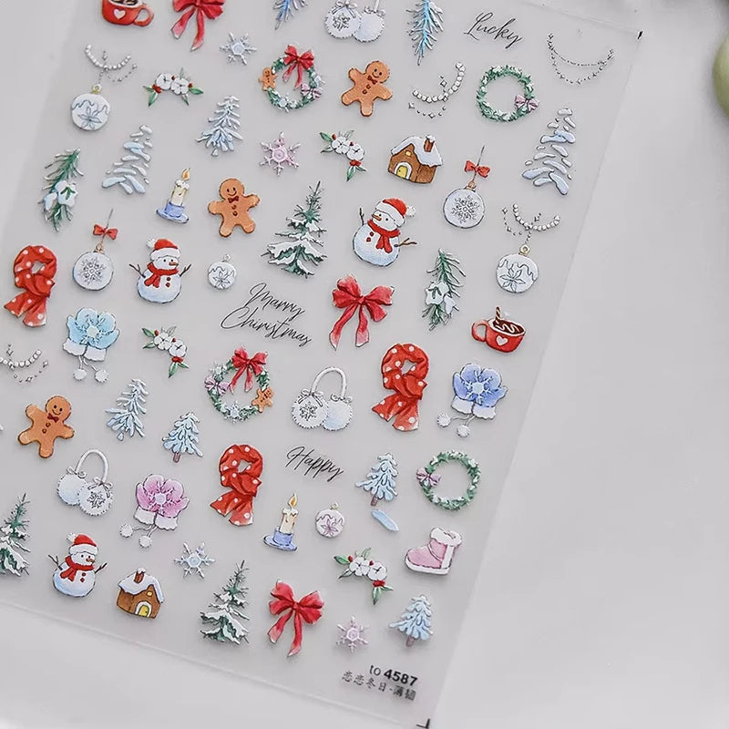 Christmas party nail art decor winter sticker for holiday manicure styling