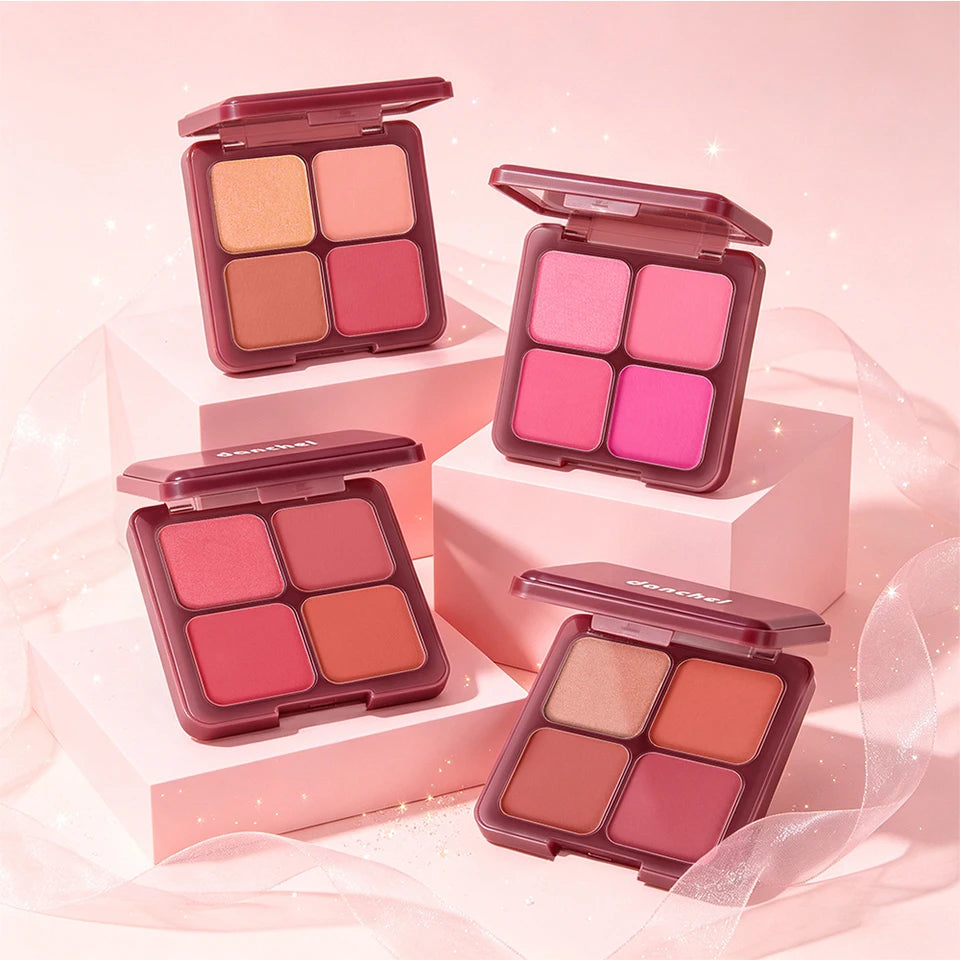 Daily Makeup Blur Filter Blush Palette with Brush for Natural Flush