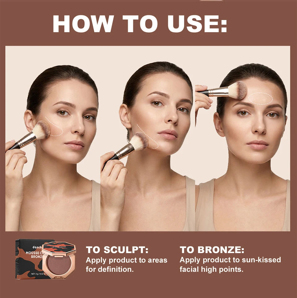 Daily Makeup Cream Mousse Contour Bronzer Soft Blend Matte Sculpt Shading