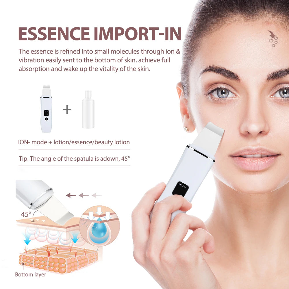 At home face care ultrasonic skin scrubber for deep pore cleaning