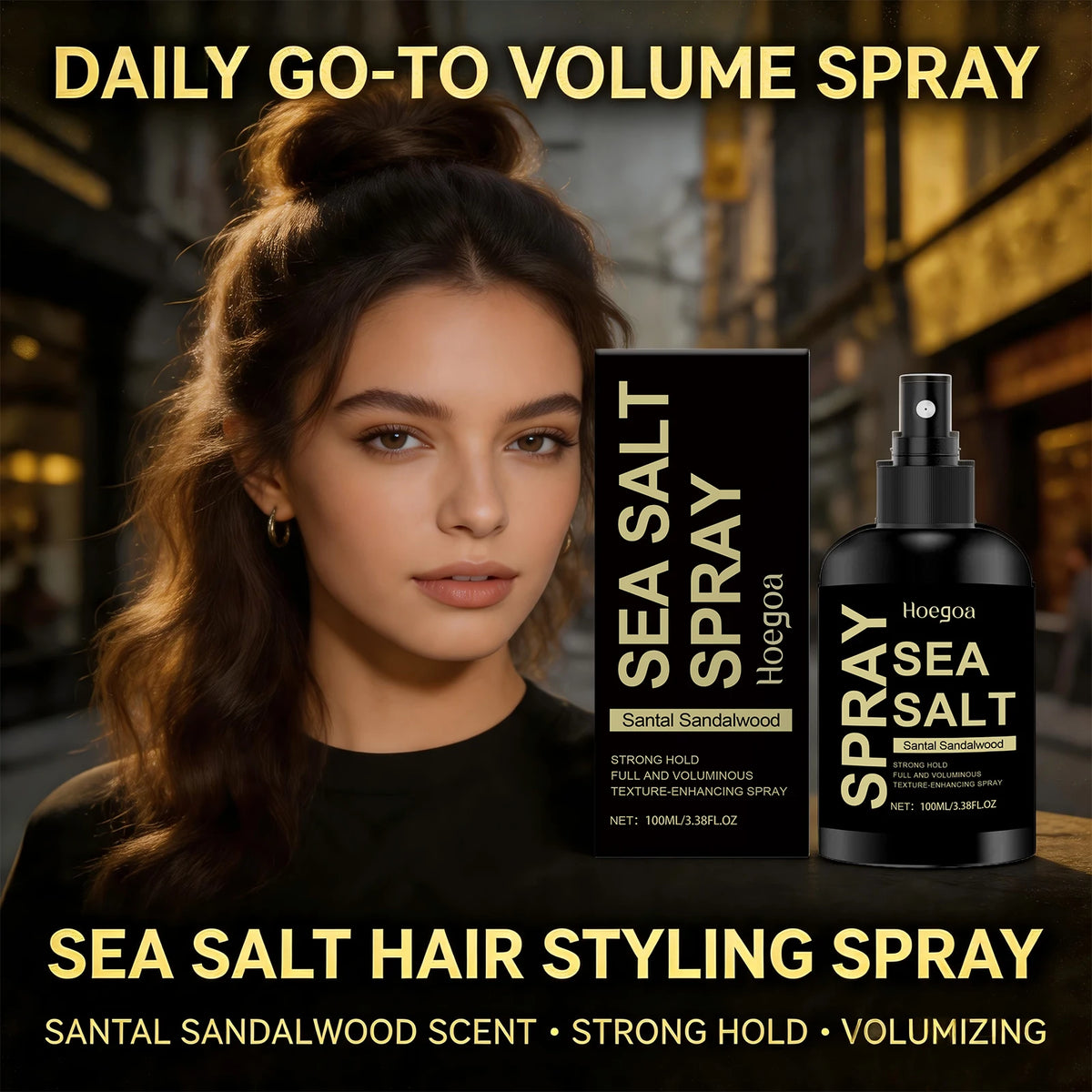 Daily styling sea salt hair spray for effortless beach waves and hold