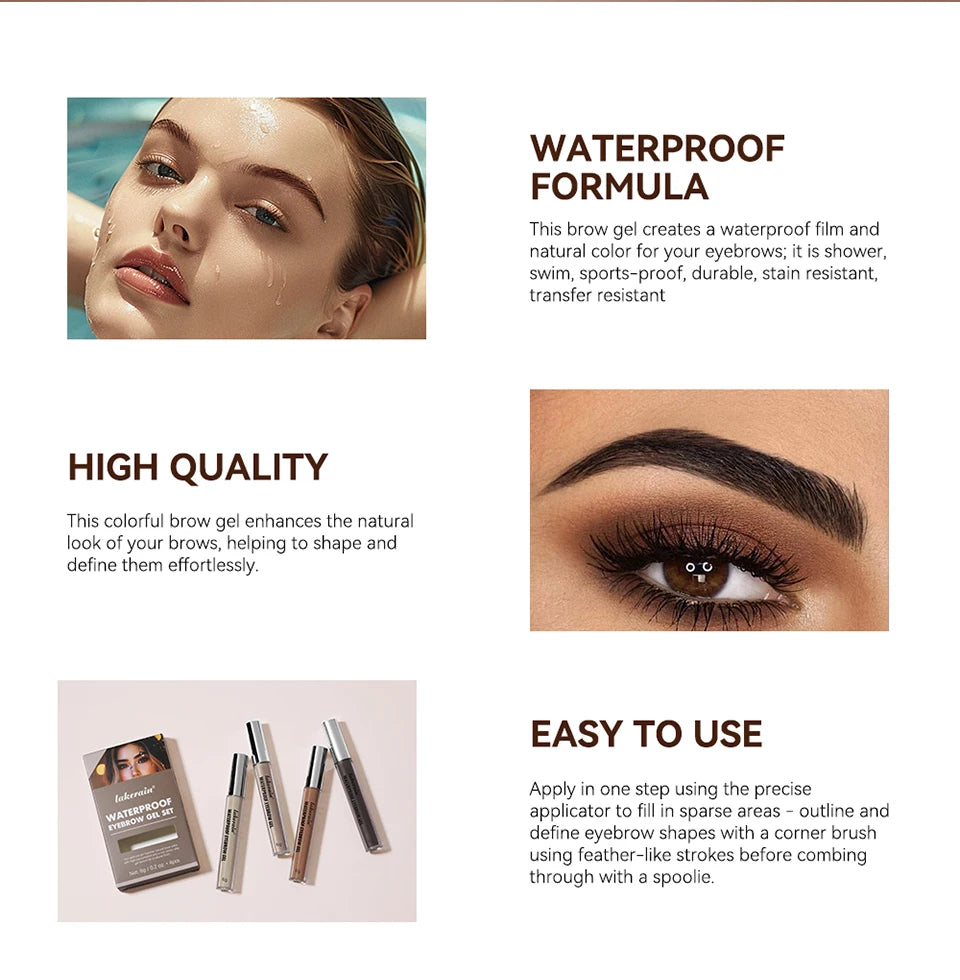 Daily Makeup Routine Waterproof Eyebrow Gel Set for Natural Long-Lasting Wear
