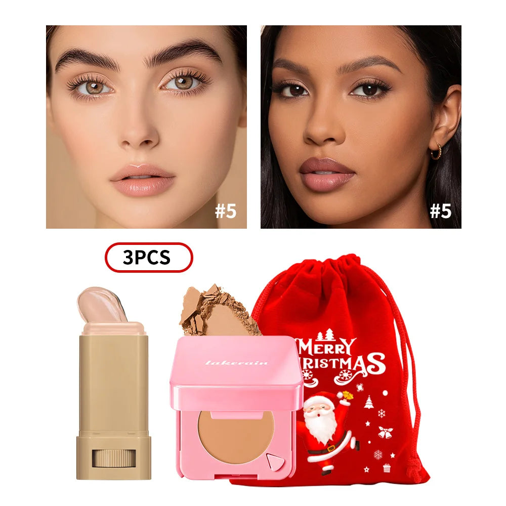 Christmas Gift Foundation Stick Pressed Powder Compact Set - 35