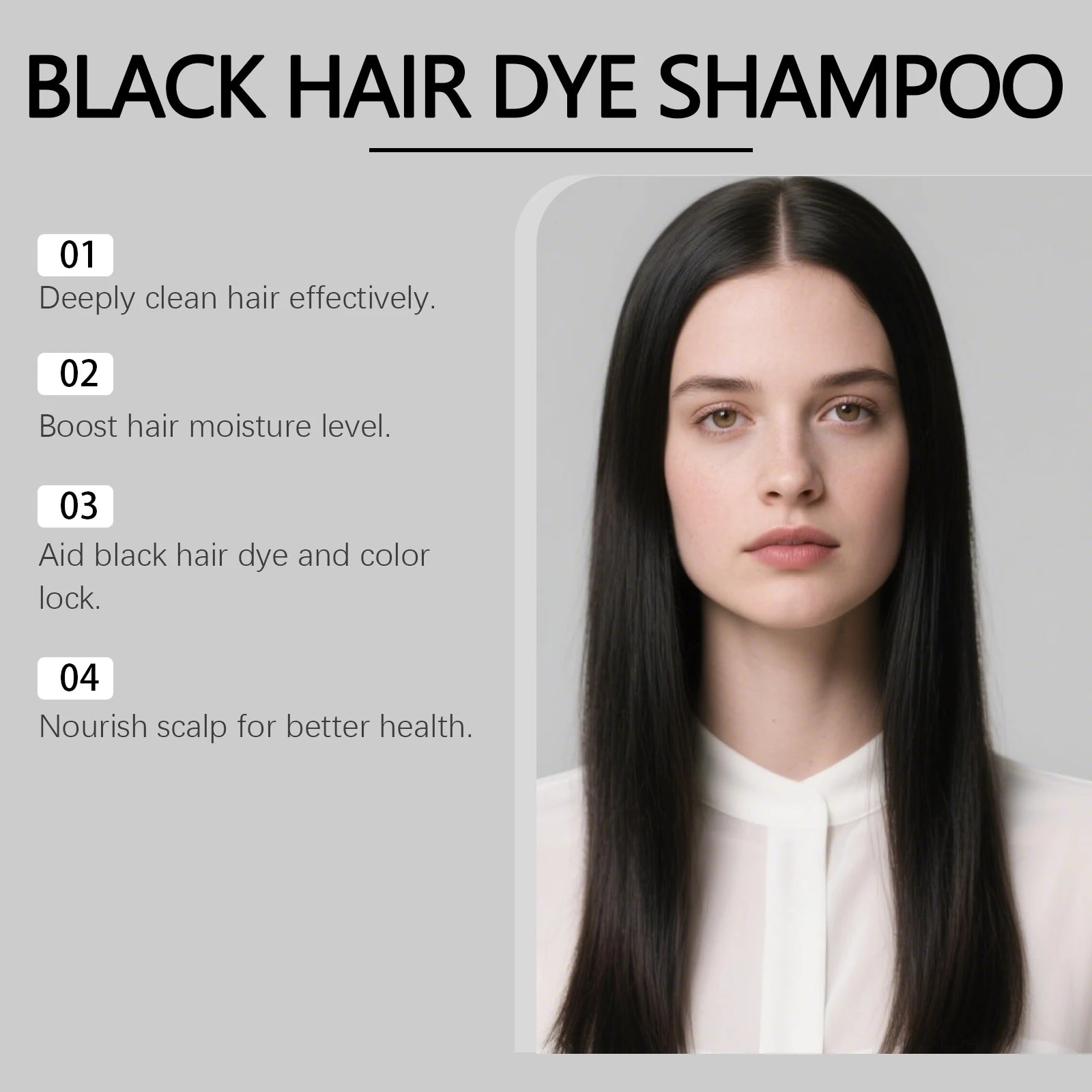 Bathroom Hair Care Black Hair Dye Shampoo for Gray Coverage and Shine - 10