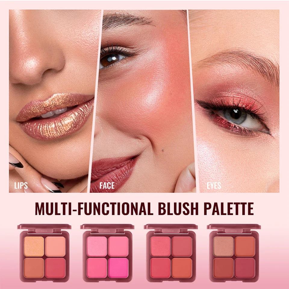 Daily Makeup Blur Filter Blush Palette with Brush for Natural Flush