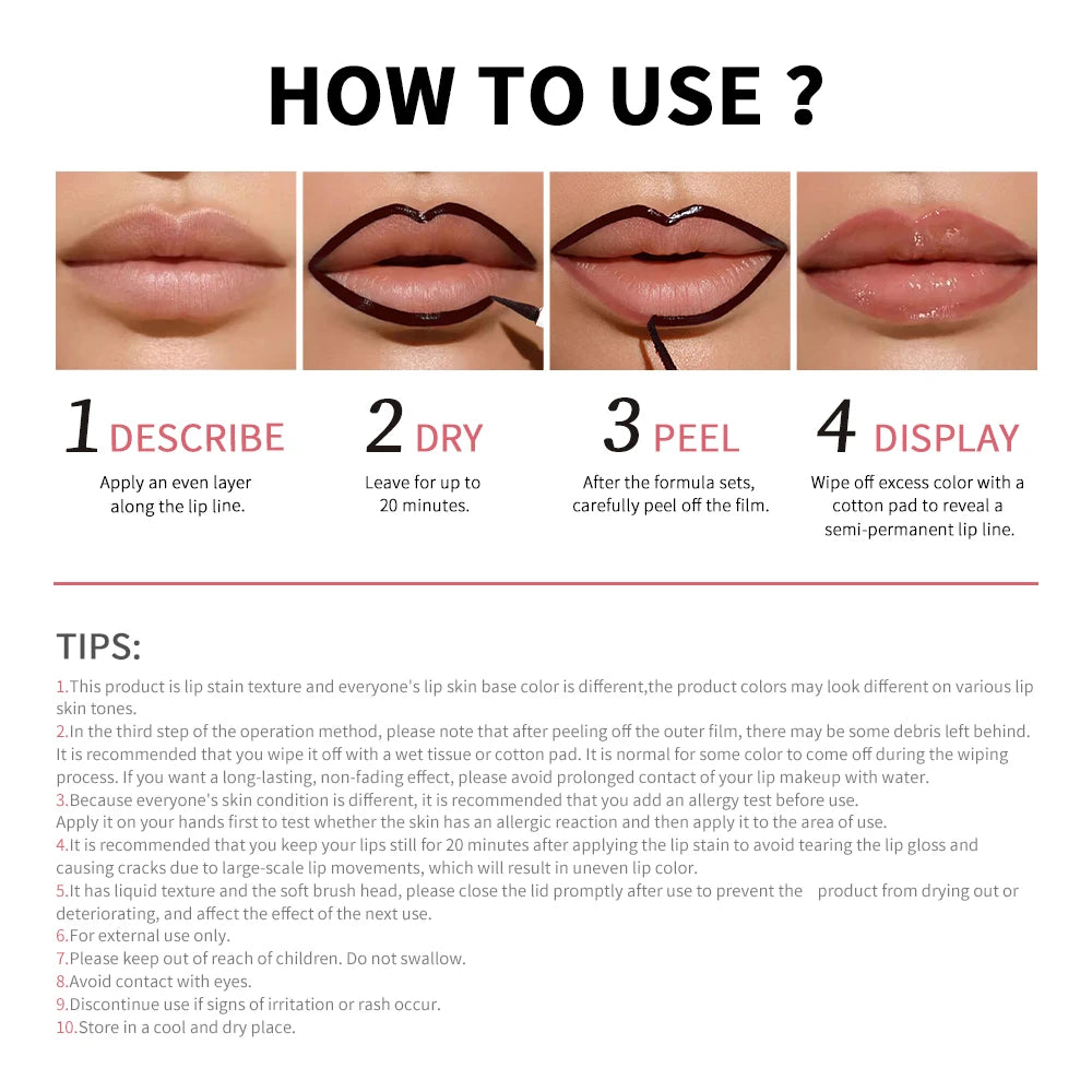 Daily Makeup Peel Off Lip Liner Tattoo for Long Lasting Waterproof Wear