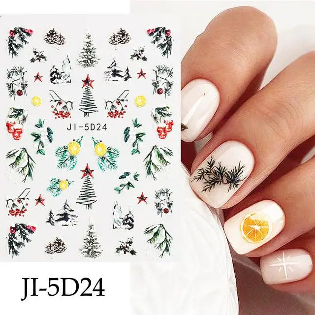 Christmas party nail art decor winter sticker for holiday manicure styling