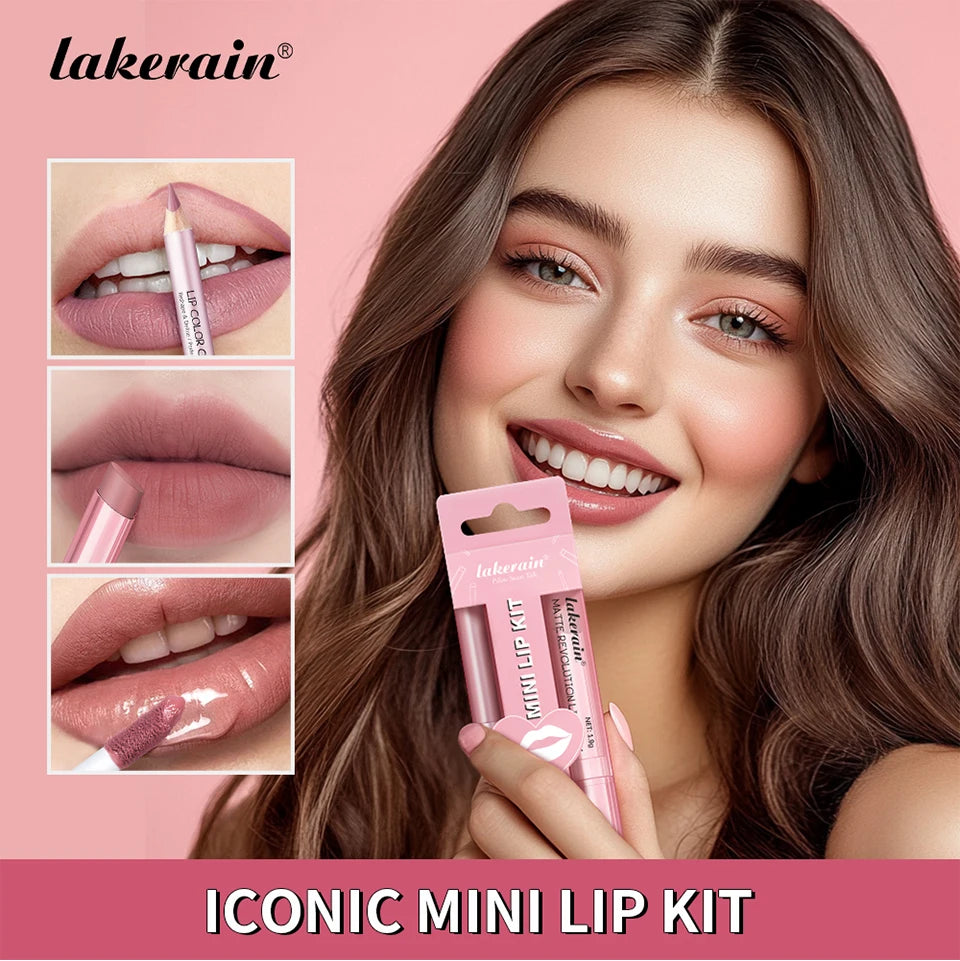 Travel makeup routine lip liner lipstick and lip gloss mini set combo - 7