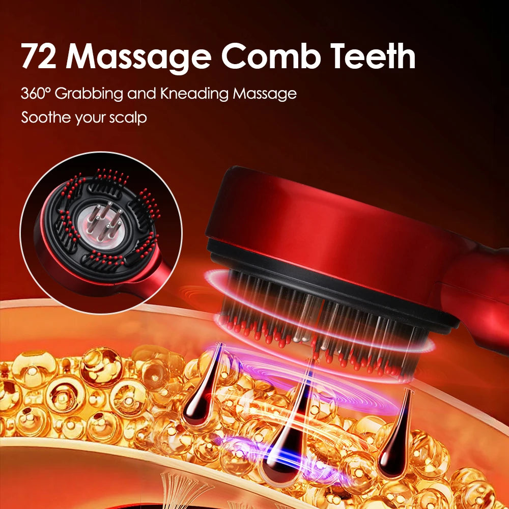 At Home Electric Scalp Massage Comb with Red Light and Oil Applicator