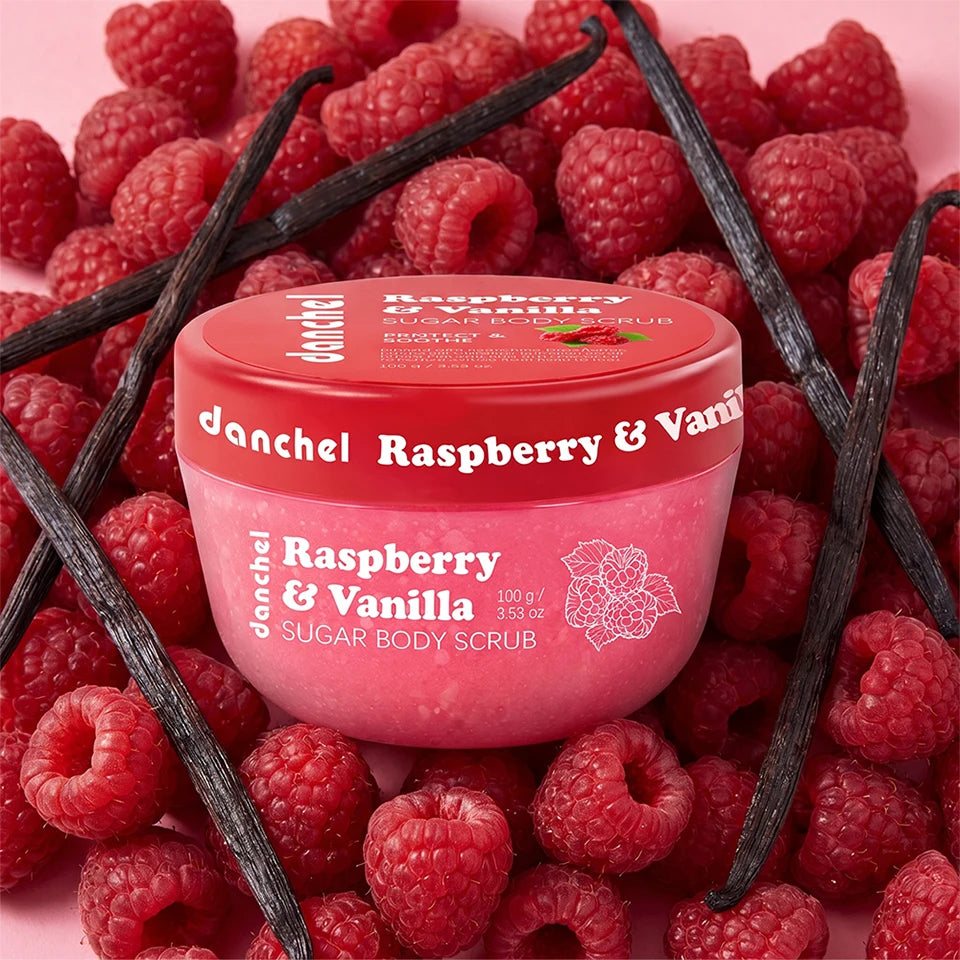 Shower Routine Raspberry Vanilla Sugar Body Scrub for Smooth Skin Care