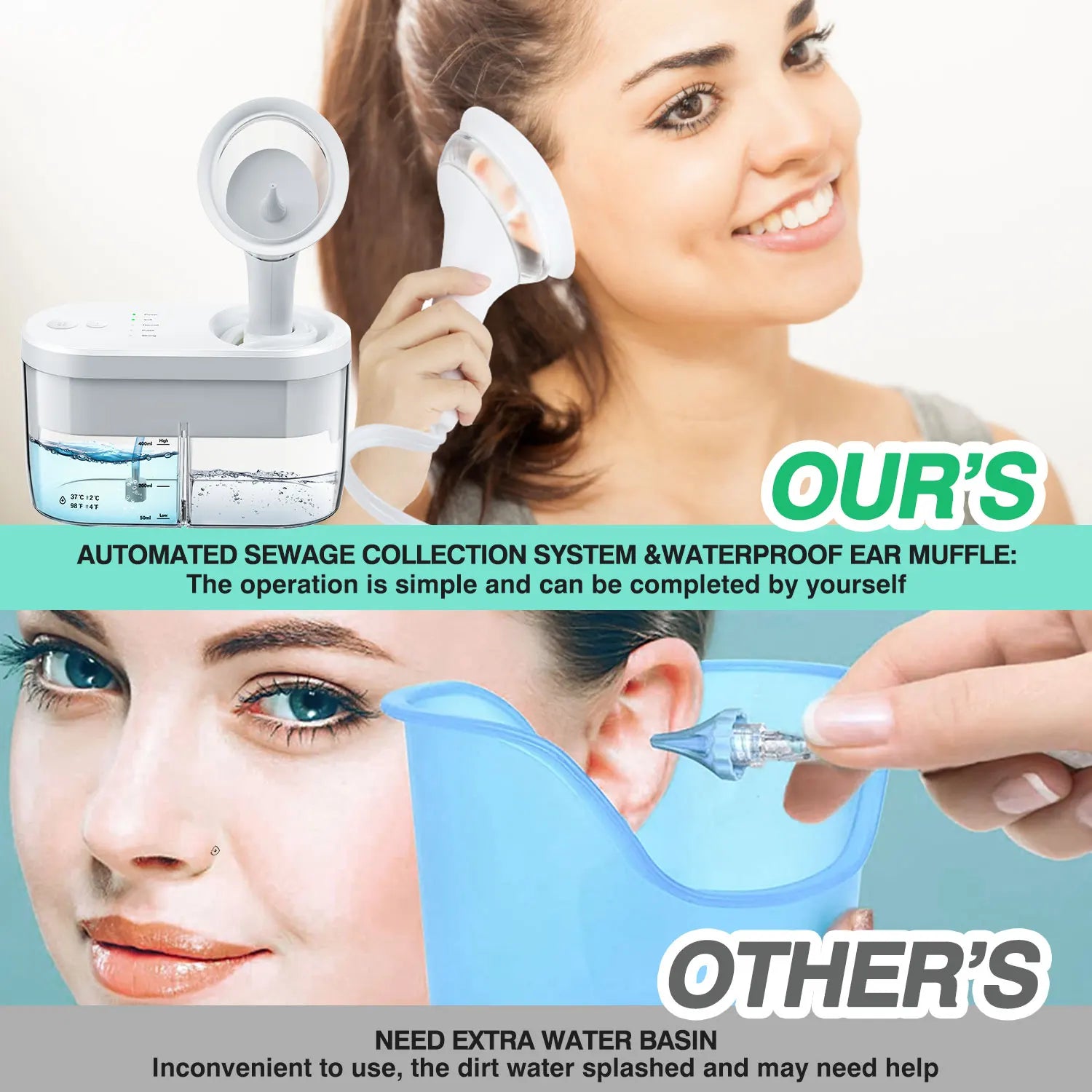 Home Electric Ear Wax Cleaner and Washer Kit for Soft Daily Care - 8