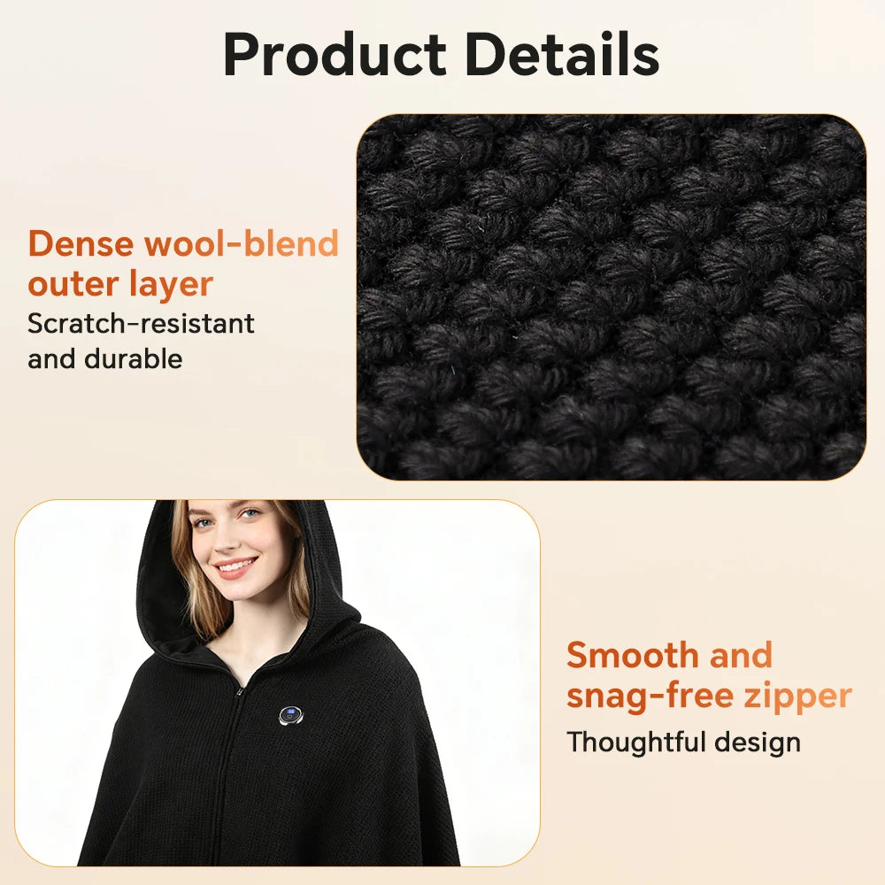 Home Office Wearable Graphene Heated Shawl with Adjustable Warmth Settings