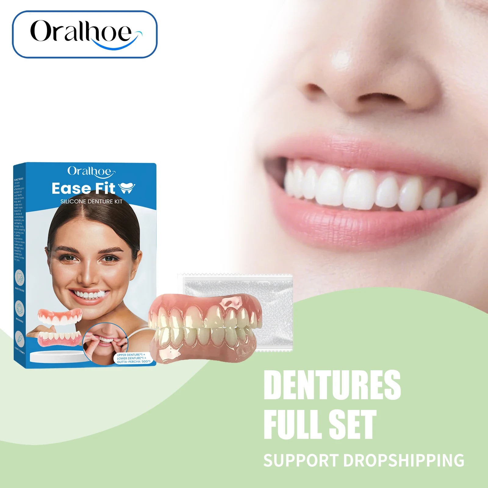 Missing Teeth Silicone Denture Set for Natural Smile and Easy Chewing - 1