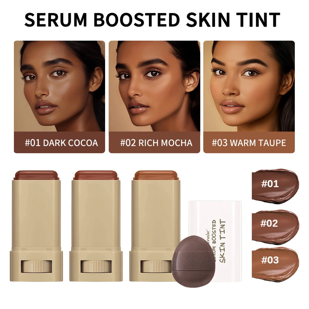 Daily Makeup Skin Tint Stick Serum with Puff for Natural Coverage