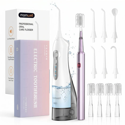 Home Travel Use Portable Water Flosser and Electric Toothbrush Combo Set