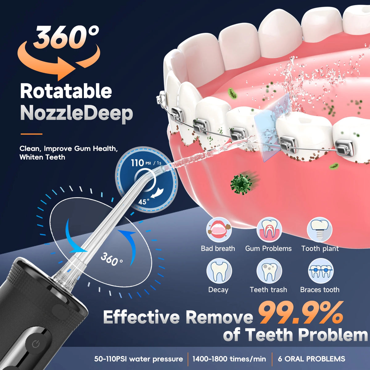 Home Teeth Whitening Oral Water Flosser for Deep Cleaning and Gum Care