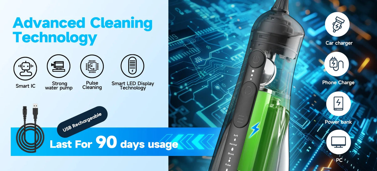 Bathroom Oral Irrigator Portable Water Flosser with Five Jet Nozzles