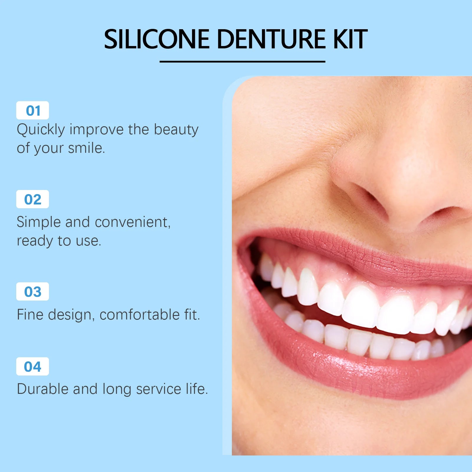 Missing Teeth Silicone Denture Set for Natural Smile and Easy Chewing - 5
