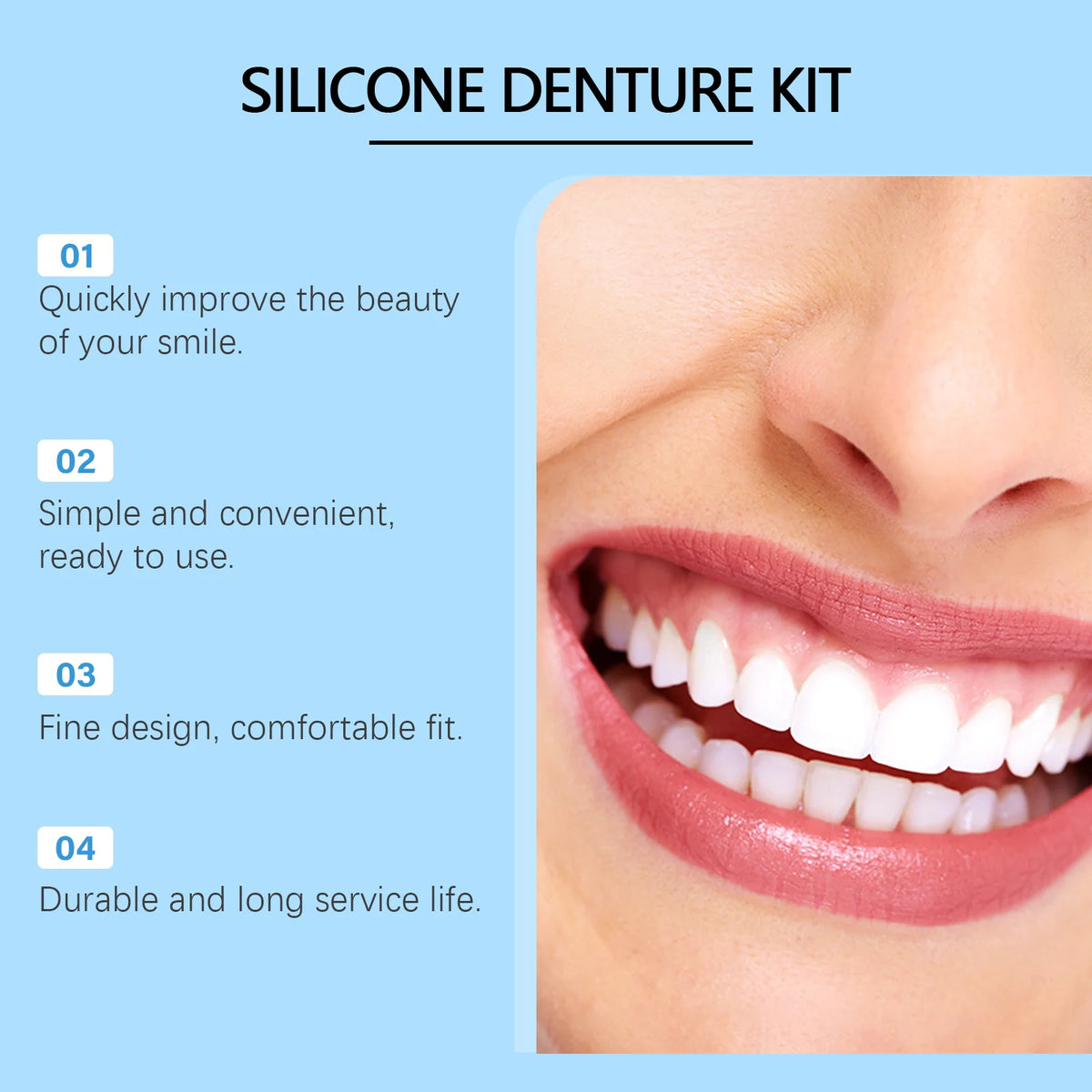 Missing Teeth Silicone Denture Set for Natural Smile and Easy Chewing