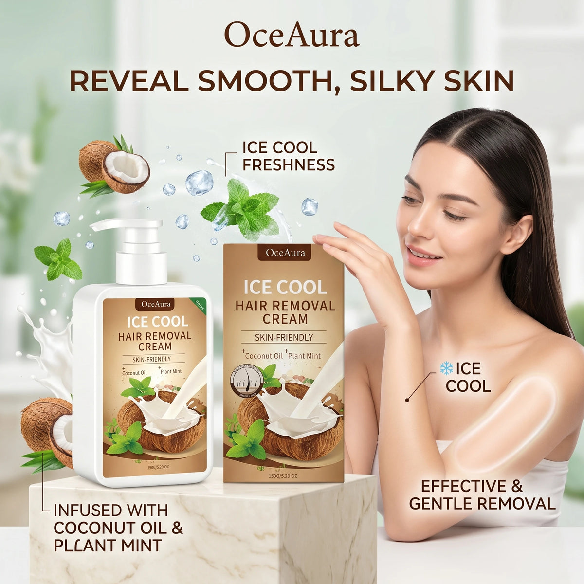 Smooth Skin Ice Cool Hair Removal Cream for Painless Depilation Care