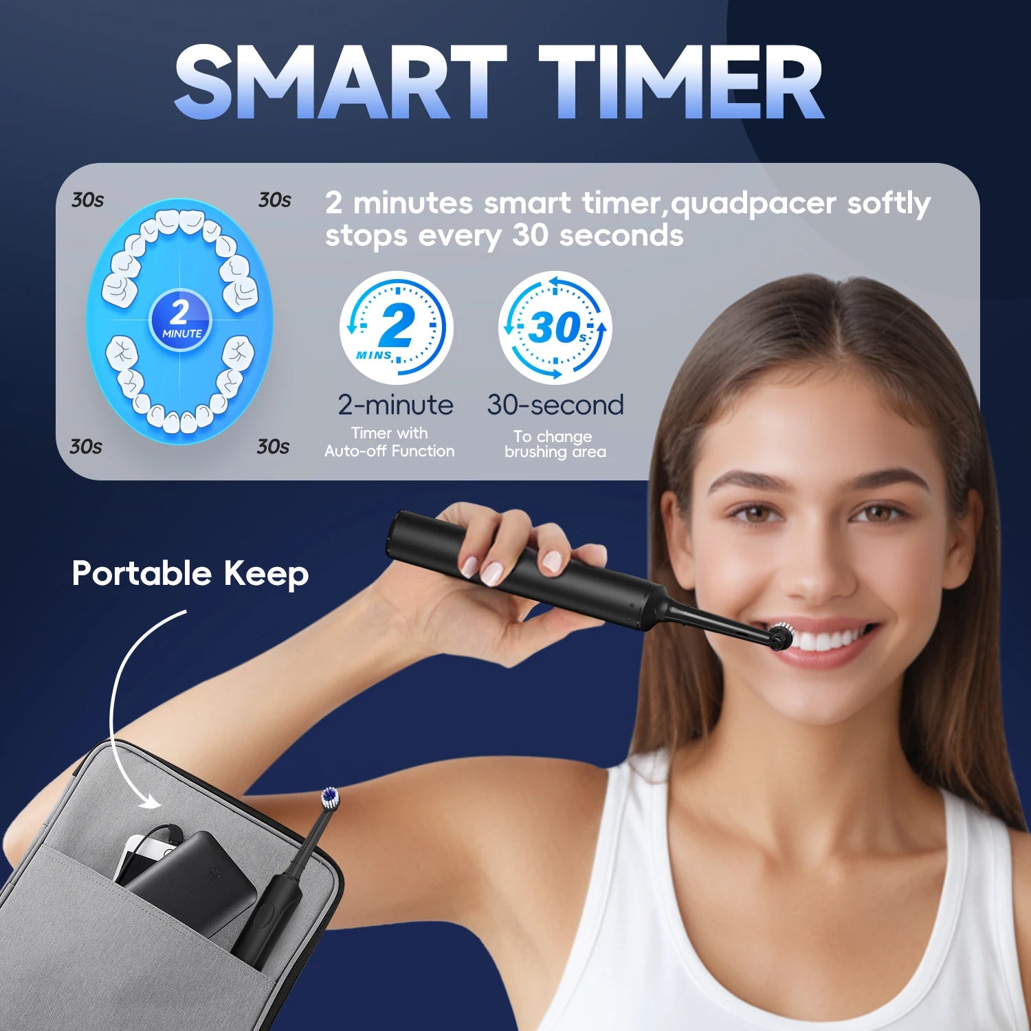 Bathroom Oral Care Water Flosser and Electric Toothbrush Combo Kit - 6