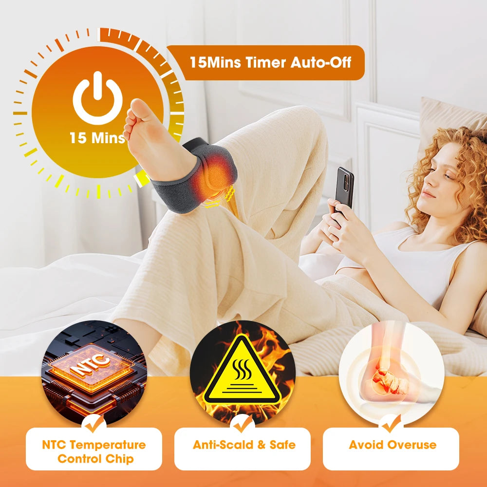 Home Office Heated Vibration Ankle Massager Wrap for Foot Relaxation - 11