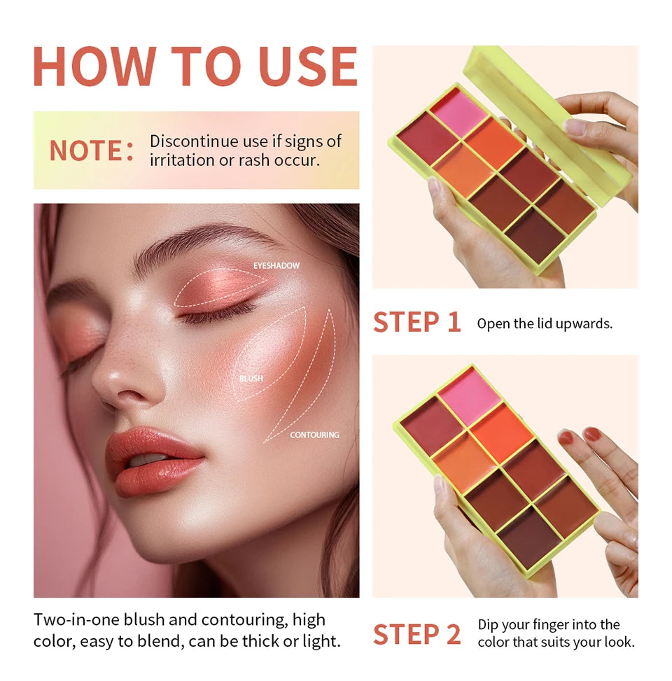 Daily Makeup Blusher Cream Plate for Natural Finish and Long Lasting Look - 14