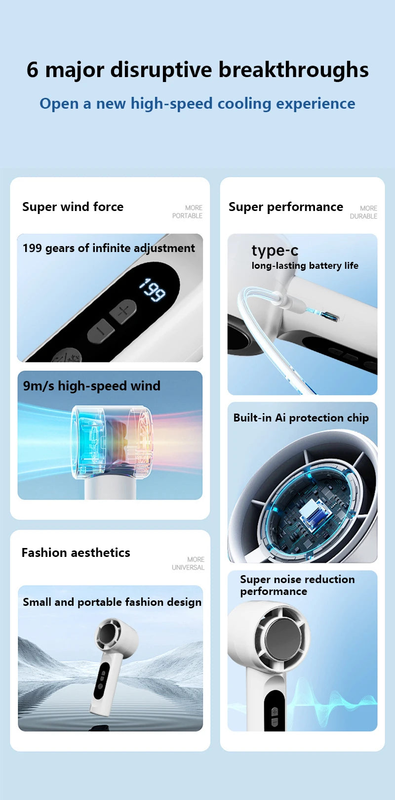 Traveling Outdoor Stay Cool Mini Handheld Ice Cooler Turbo Fan Portable - 8