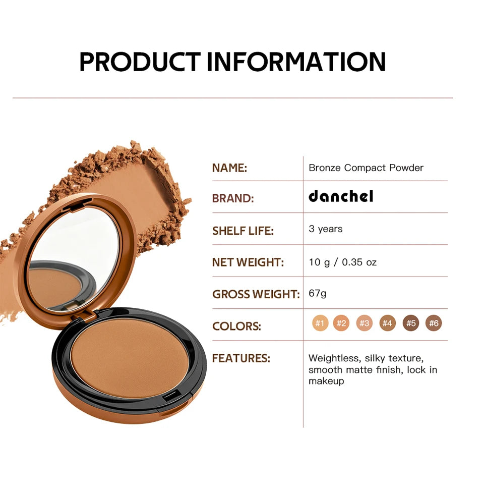 Daily Makeup Bronze Compact Powder for Flawless Matte Finish Coverage