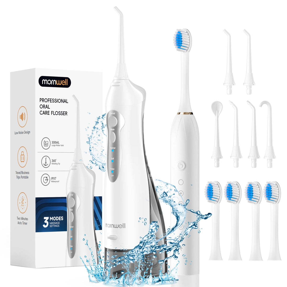 Bathroom oral care water flosser and electric toothbrush combo set