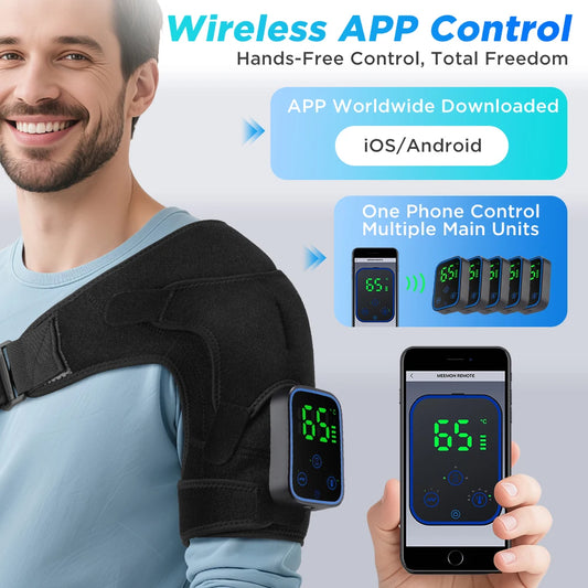 At home cordless shoulder heating massager with app control and vibration