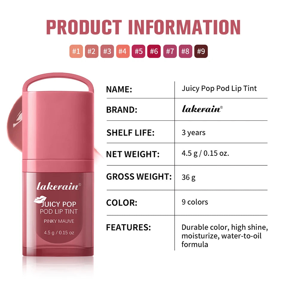 Daily Makeup Juicy Pop Pod Lip Tint Gloss with High Shine Finish