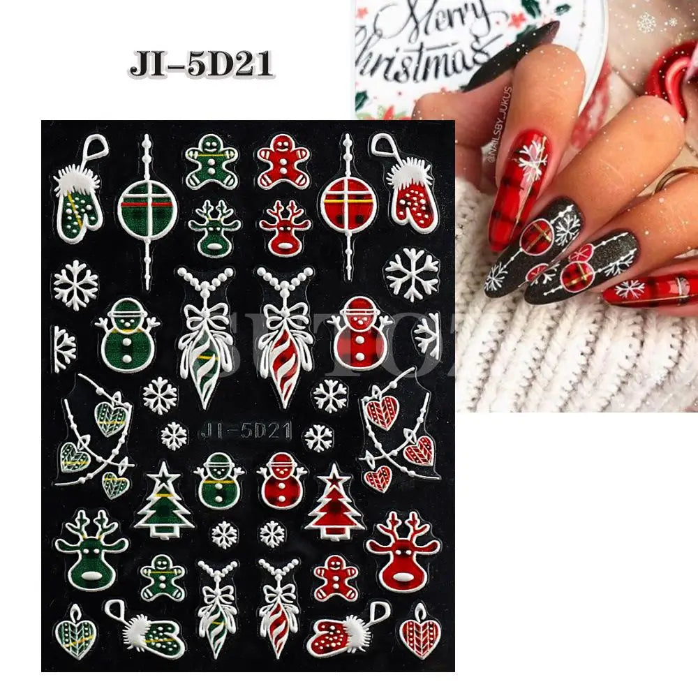 Christmas party nail art decor winter sticker for holiday manicure styling - 73