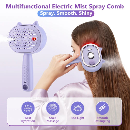 Daily Hair Care Spray Scalp Massager Comb with Hydration and LED Light