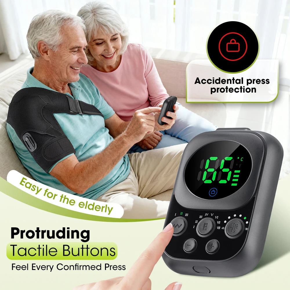 At home cordless shoulder heating massager with app control and vibration