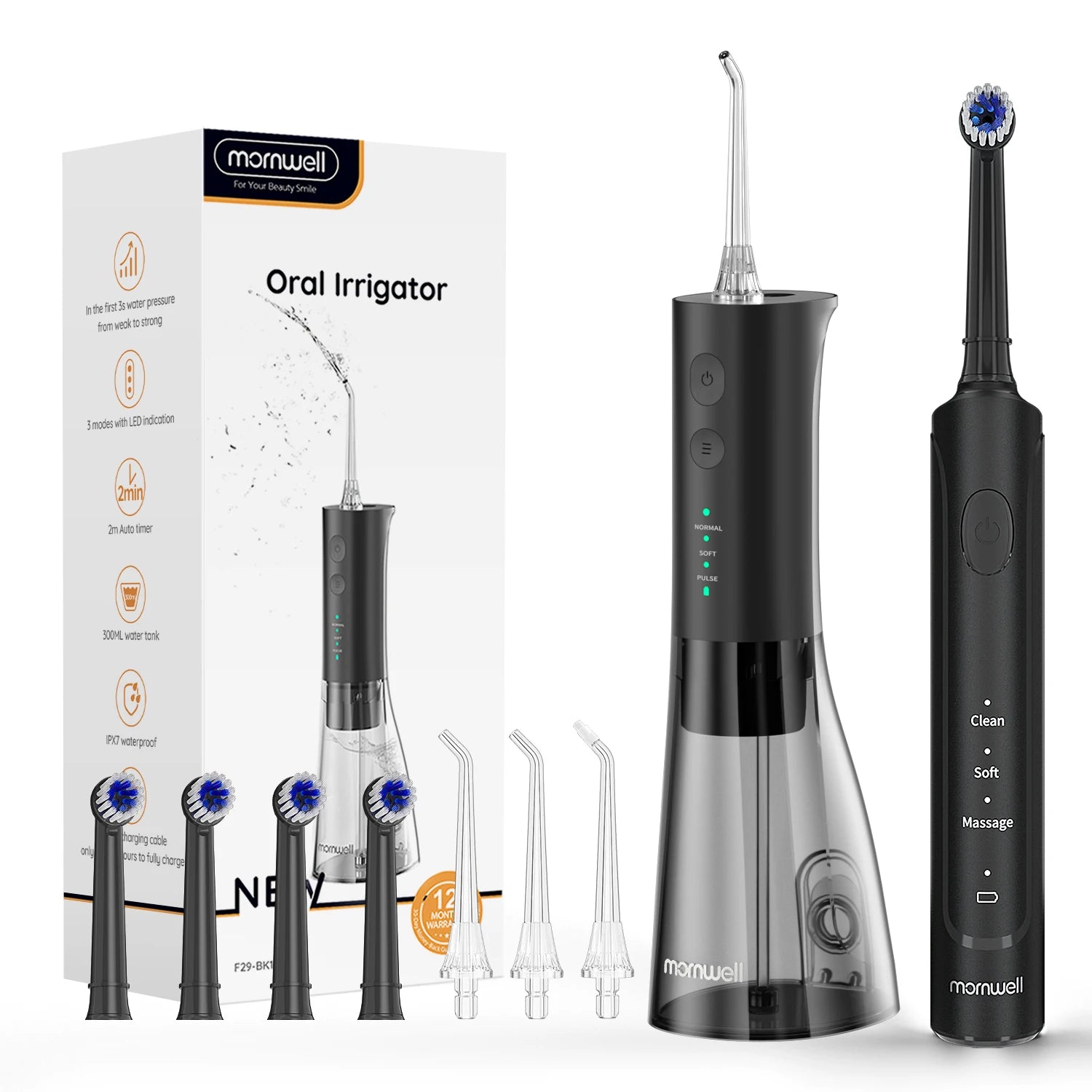 Bathroom Oral Care Water Flosser and Electric Toothbrush Combo Kit - 18